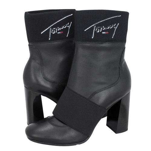 Signature Heeled - Hilfiger Women's low boots of synthetic leather, leather and fabric - Gianna Kazakou Online