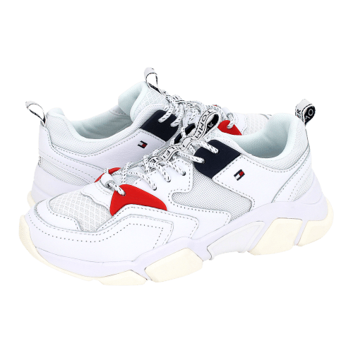 tommy hilfiger wmn chunky mixed textile trainer