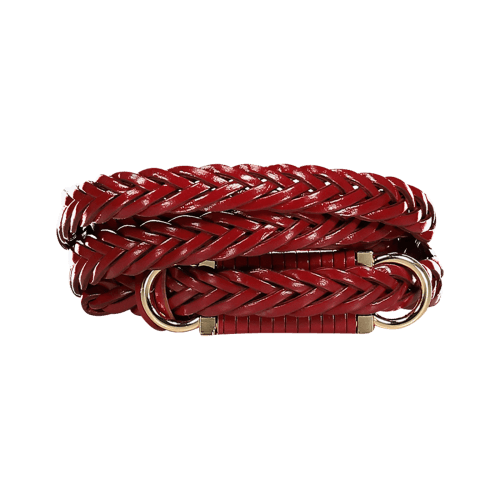 Axel Thin Braided Leather Belt With Round Buckles belt