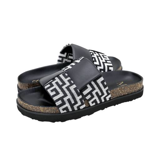 Neuvil - Mira Women's flat sandals made of fabric and leather