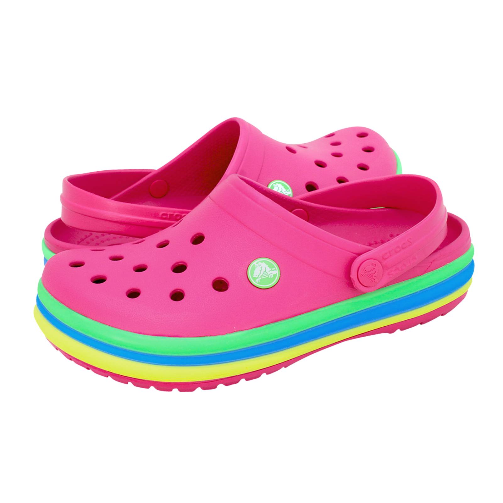 rainbow crocs women's