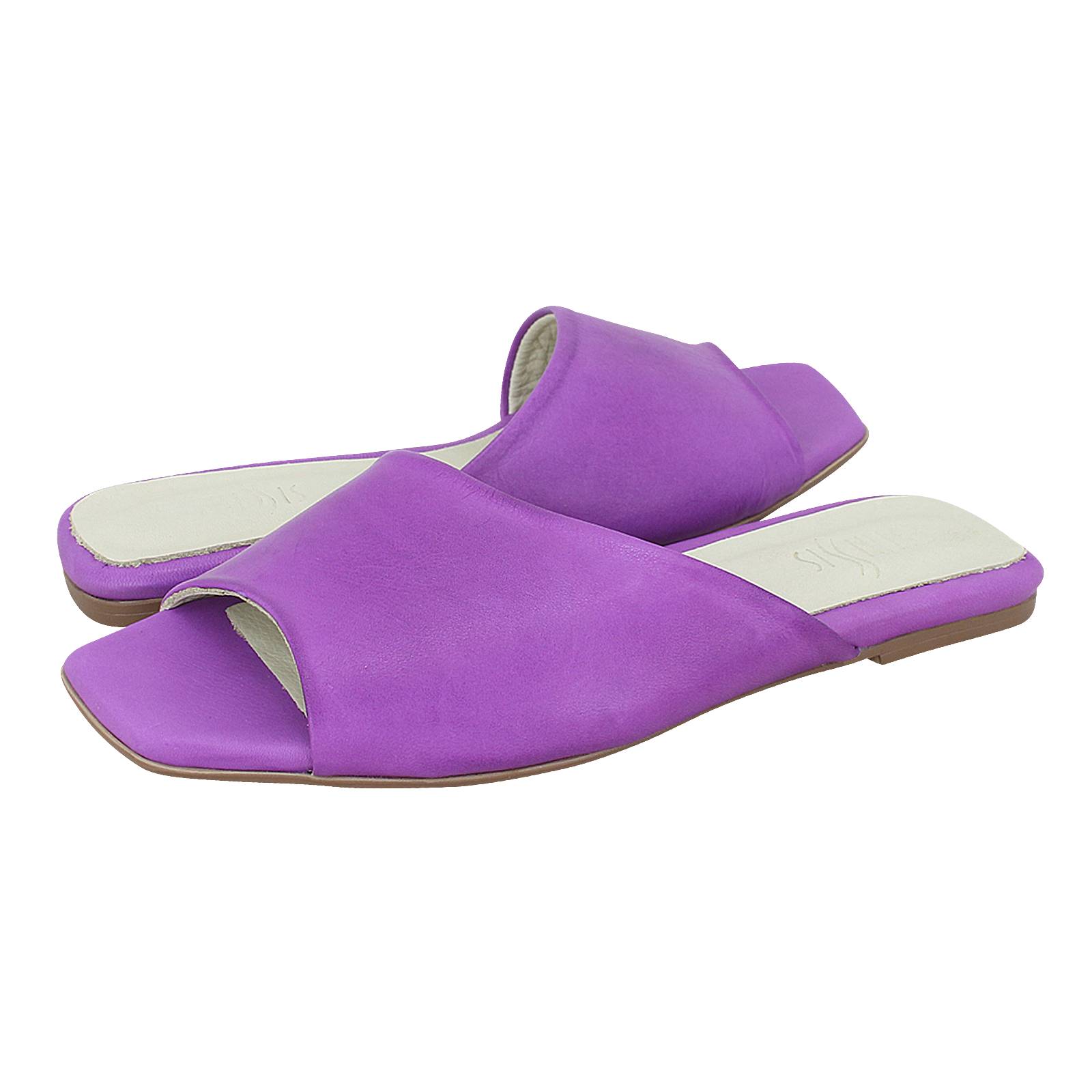 purple flat sandals